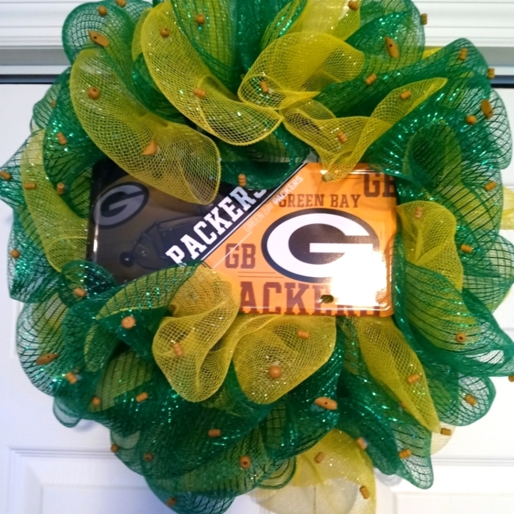 Green Bay Packers Green and Yellow mesh wreath